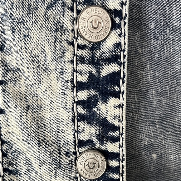 True Religion Women's Acid-Washed Blue Denim Jacket - Picture 3 of 4